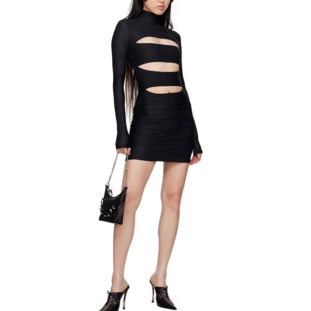 Misbhv Elena Long Sleeved Cut-Out Mini Dress Black Size M NWT